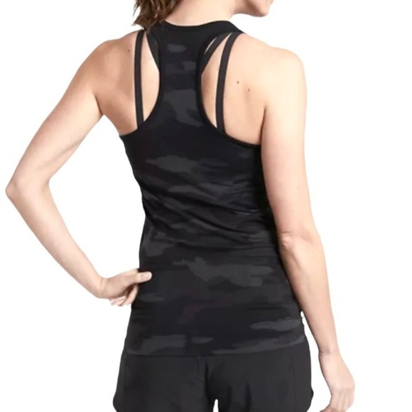 Athleta Speedlight Camo Racerback Tank Black Gray Seamless Anti Odor - Picture 6 of 9